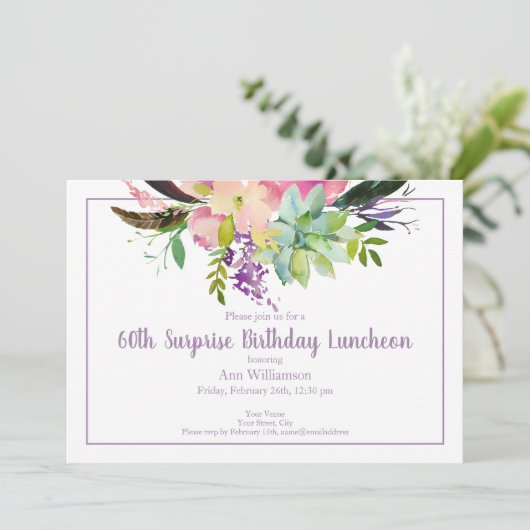 Waterverf Flower 60e Verrassingsverjaardag Kaart (Staand voorkant)