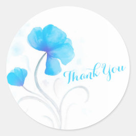 Waterverf flower blue bruiloft bedankt sticker
