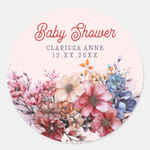 Waterverf Flower Bouquet Baby shower Ronde Sticker