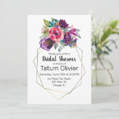 Waterverf Flower Bouquet Geometric Gold Lijst Kaart (Staand voorkant)