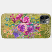 Waterverf Flower Bouquet on Rustic Green Case-Mate iPhone Case (Achterkant (horizontaal))