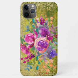 Waterverf Flower Bouquet on Rustic Green Case-Mate iPhone Case