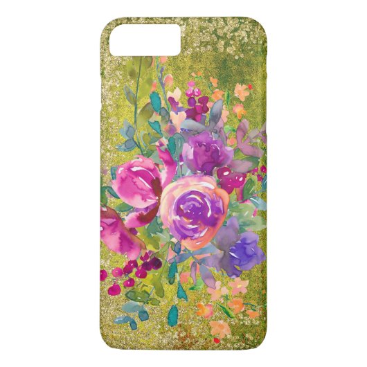 Waterverf Flower Bouquet on Rustic Green Case-Mate iPhone Case (Achterkant)