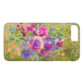 Waterverf Flower Bouquet on Rustic Green Case-Mate iPhone Case (Achterkant (Horizontaal))