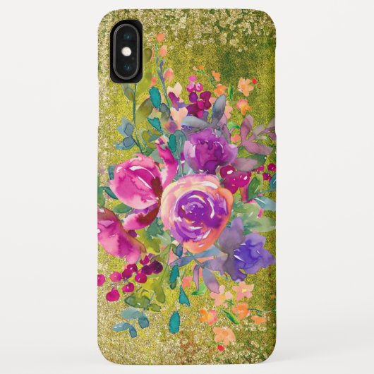 Waterverf Flower Bouquet on Rustic Green Case-Mate iPhone Case (Achterkant)