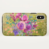 Waterverf Flower Bouquet on Rustic Green Case-Mate iPhone Case (Achterkant (horizontaal))
