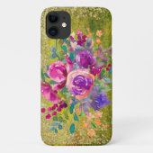 Waterverf Flower Bouquet on Rustic Green Case-Mate iPhone Case (Achterkant)