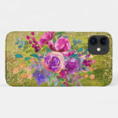Waterverf Flower Bouquet on Rustic Green Case-Mate iPhone Case (Achterkant (horizontaal))