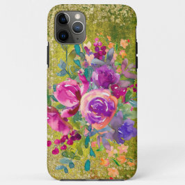 Waterverf Flower Bouquet on Rustic Green Case-Mate iPhone Case