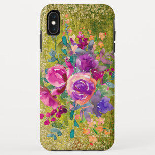Waterverf Flower Bouquet on Rustic Green Case-Mate iPhone Case