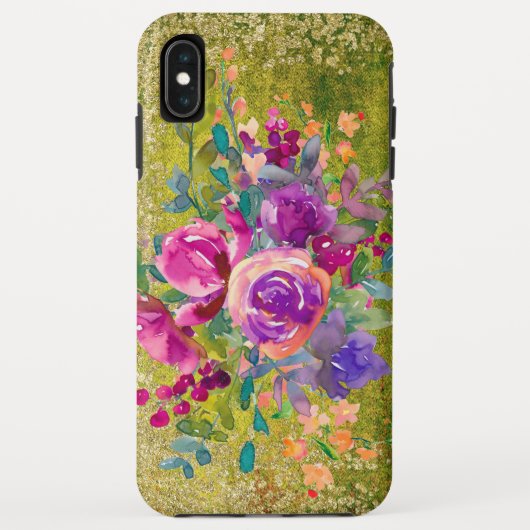 Waterverf Flower Bouquet on Rustic Green Case-Mate iPhone Case (Achterkant)