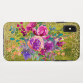 Waterverf Flower Bouquet on Rustic Green Case-Mate iPhone Case (Achterkant (horizontaal))