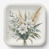 Waterverf Flower Bouquet Papieren Bordje (Voorkant)