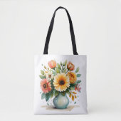 Waterverf Flower Bouquet Tote Bag (Voorkant)