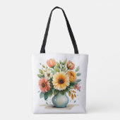 Waterverf Flower Bouquet Tote Bag (Achterkant)