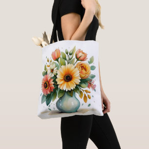 Waterverf Flower Bouquet Tote Bag