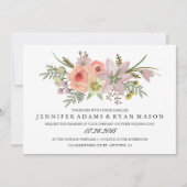 Waterverf Flower Bouquet | Uitnodiging tot weddens (Voorkant)