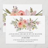 Waterverf Flower Bouquet | Uitnodiging tot weddens (Voorkant / Achterkant)