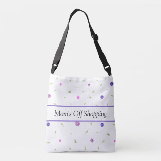 Waterverf Flower Canvas tas | Aangepaste naam (Achterkant)