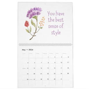 Waterverf Flower Compliment Quotes Kalender