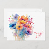 Waterverf Flower dank u Briefkaart (Voorkant / Achterkant)