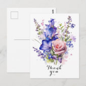 Waterverf Flower dank u Briefkaart (Voorkant / Achterkant)