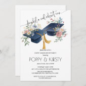 Waterverf Flower Double Graduation Party Kaart (Voorkant / Achterkant)