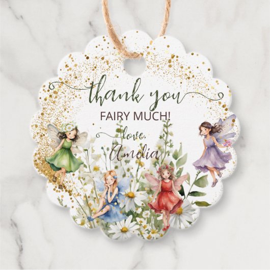 Waterverf Flower Fairies Glitter Script Bedankt Bedankjes Labels (Voorkant)