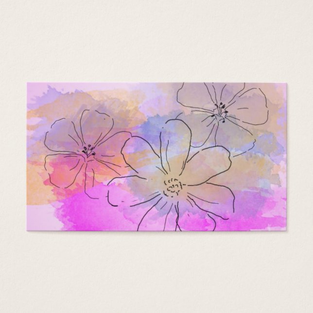 Waterverf Flower Fantasy Visitekaartje (Voorkant)