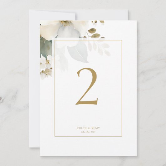 Waterverf Flower & Foliage Trouwtafel Nummer (Achterkant)