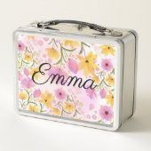 Waterverf Flower Gepersonaliseerde Metal Lunchbox (Achterkant)