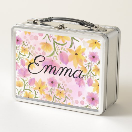 Waterverf Flower Gepersonaliseerde Metal Lunchbox (Voorkant)