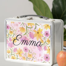 Waterverf Flower Gepersonaliseerde Metal Lunchbox