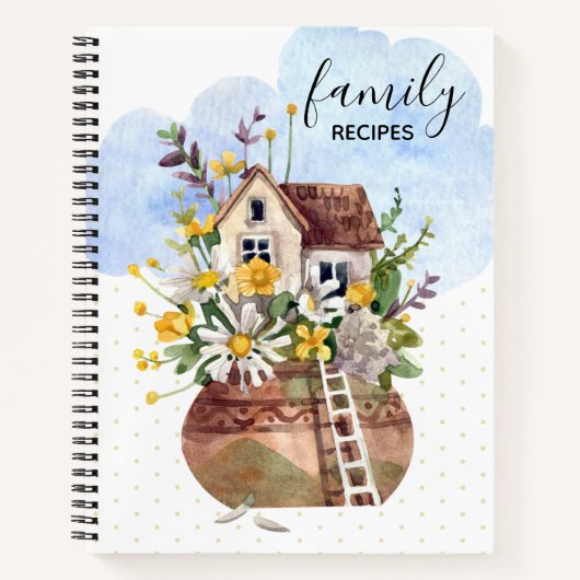 Waterverf Flower Home Daffodil Family Recipbook Notitieboek (Voorkant)