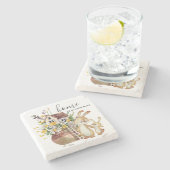 Waterverf Flower Home Rustieke Vaas Moeder Konijn Stenen Onderzetter (Zijkant)