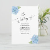 Waterverf flower hydrangea Wedding Invitation Kaart (Staand voorkant)