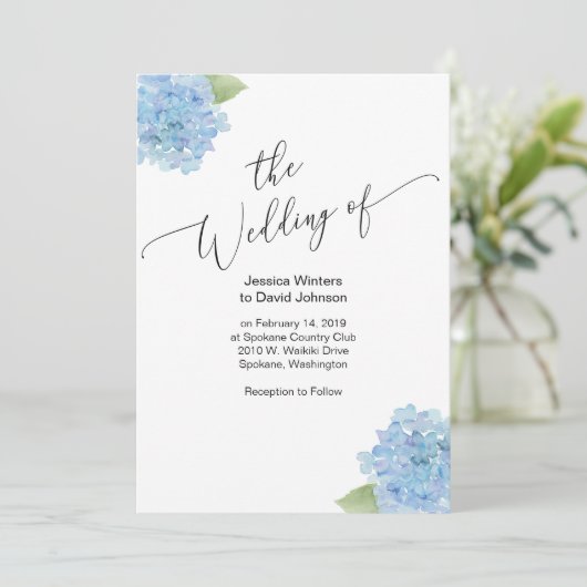 Waterverf flower hydrangea Wedding Invitation Kaart