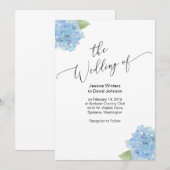 Waterverf flower hydrangea Wedding Invitation Kaart (Voorkant / Achterkant)