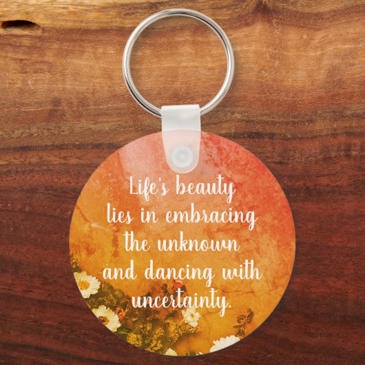 Waterverf Flower Inspirerend Quote Sleutelhanger (Voorkant)