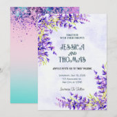 Waterverf Flower Lavender Wedding Invitation Kaart (Voorkant / Achterkant)