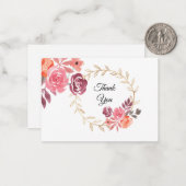 Waterverf Flower Lijst Bedankt Card Notitiekaartje (Voorkant / Achterkant in situ)