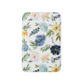 Waterverf Flower Outdoor Tuin Rozen Blauw Geel Badmat (Voorkant Verticaal)