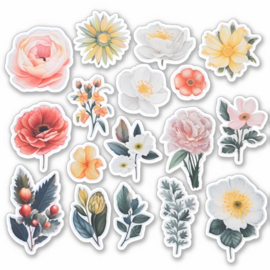 Waterverf Flower Scrapbook Stationery Sticker (Voorkant)