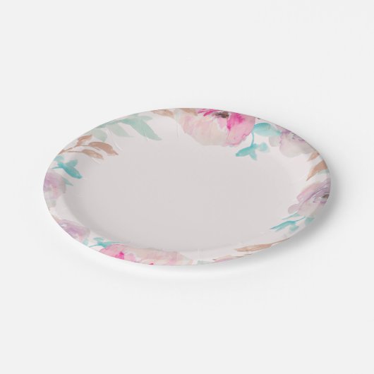 Waterverf Flower Spring Trouwpapier Borden Papieren Bordje (Gekanteld)