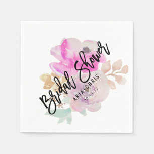 Waterverf Flower Spring Wedding Vrijgezellenfeest Servetten