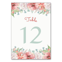 Waterverf Flower Table Number Kaarten