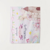 Waterverf Flower Unicorn Meisje Verjaardag Welkom Wandkleed (Voorkant)