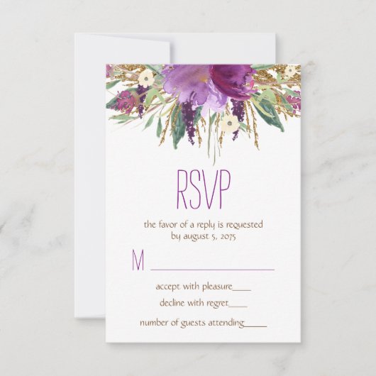 Waterverf Flower Wedding RSVP (Voorkant)