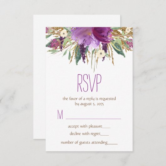 Waterverf Flower Wedding RSVP (Voorkant / Achterkant)