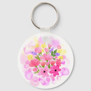 Waterverf Flowers 01 Sleutelhanger